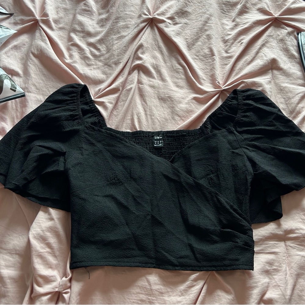 Black crossover crop top